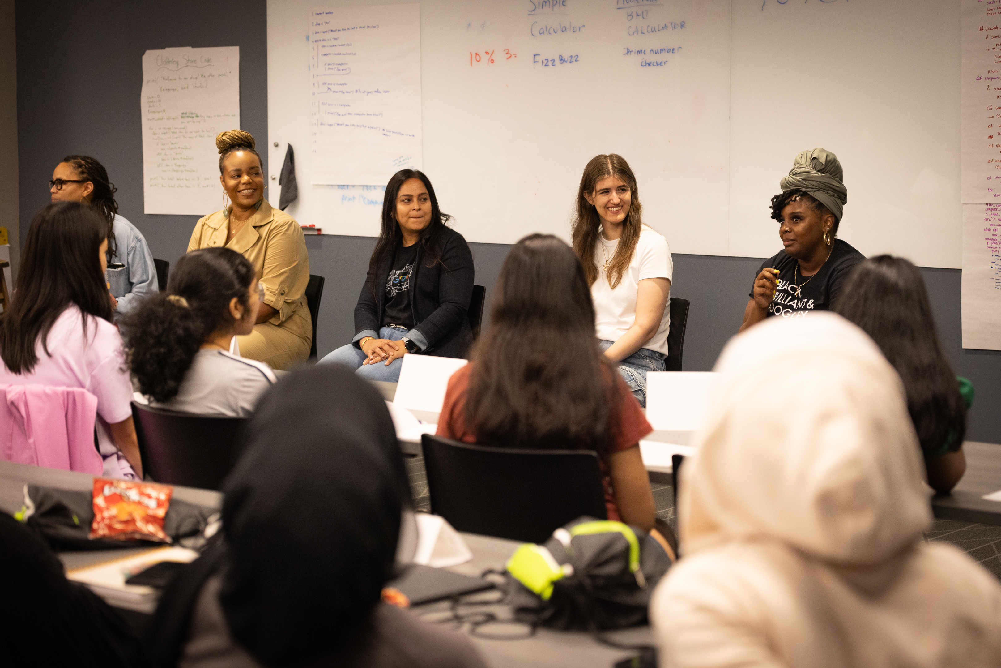 A panel of Google experts speaking to students