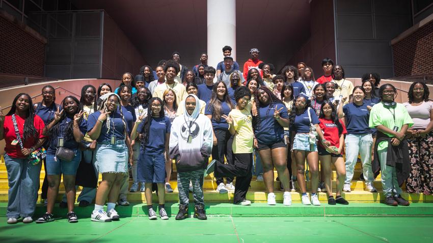 A group of BridgeUp students standing together.